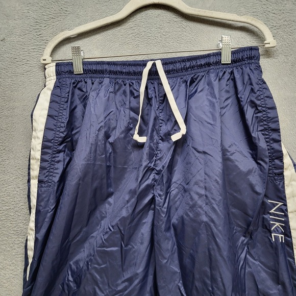 Nike‎ Men Activewear Pants XL Blue Windbreaker Logo Spellout Drawstring - Picture 4 of 11